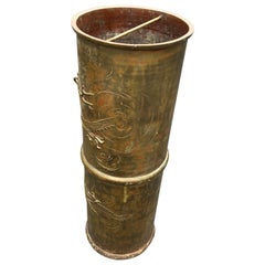 Late 19th Century Chinese Bronze Umbrella Stand with Dragon Decoration