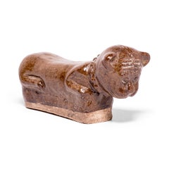 Late 19th Century Chinese Brown Glazed Cat Headrest