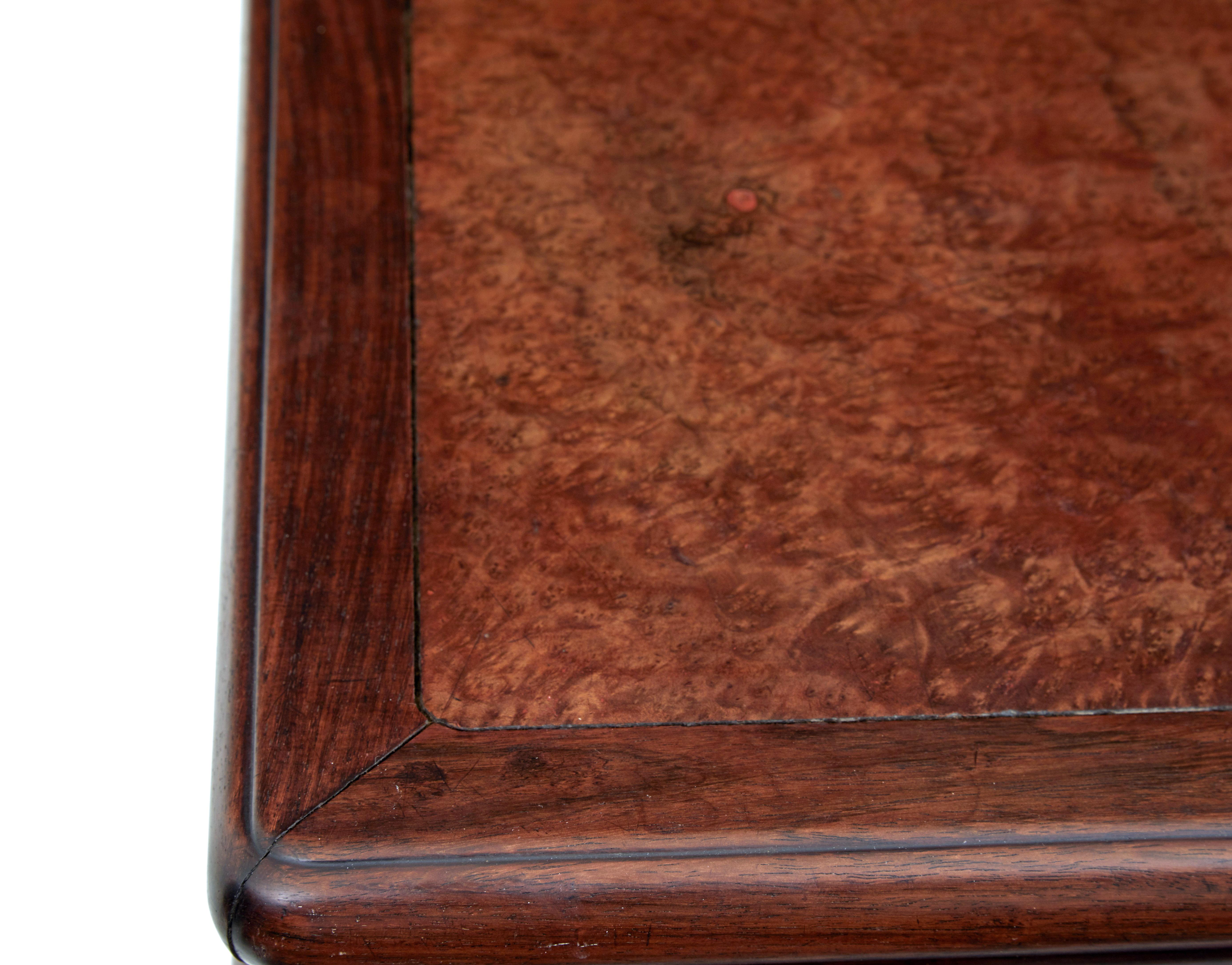 Late 19th Century Chinese Burr Occasional Table In Good Condition In Debenham, Suffolk