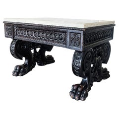 Late 19th Century Chinese Carved Wood & Marble Low Table