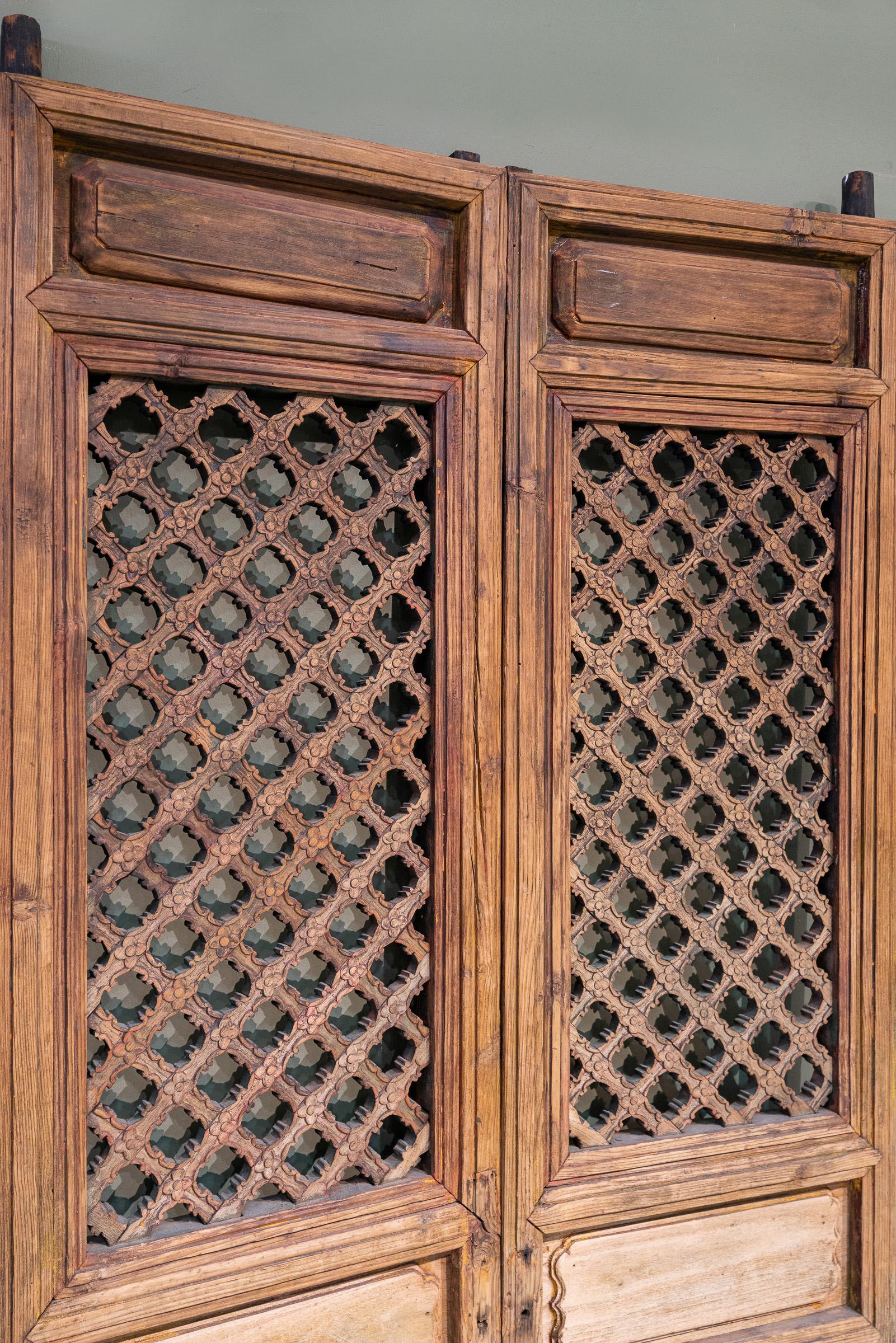 Hand-Carved Late 19th Century Chinese Door Panels