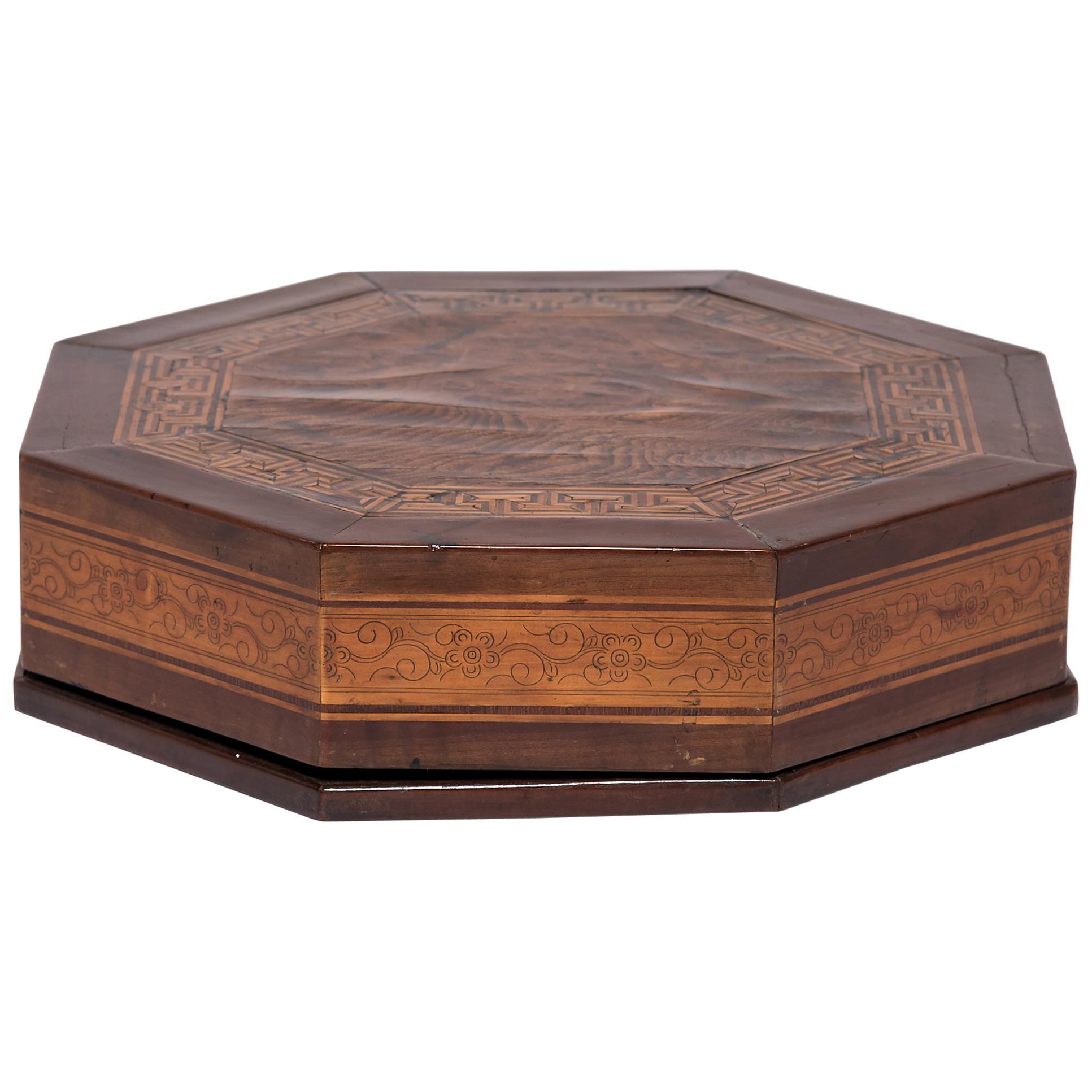 Late 19th Century Chinese Eight Sided Parquetry Snack Box
