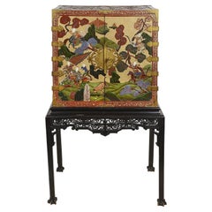 Late 19th Century Chinese Export Lacquer Cabinet on Stand