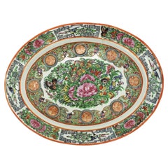 Antique Late 19th Century Chinese Export Rose Canton Platter