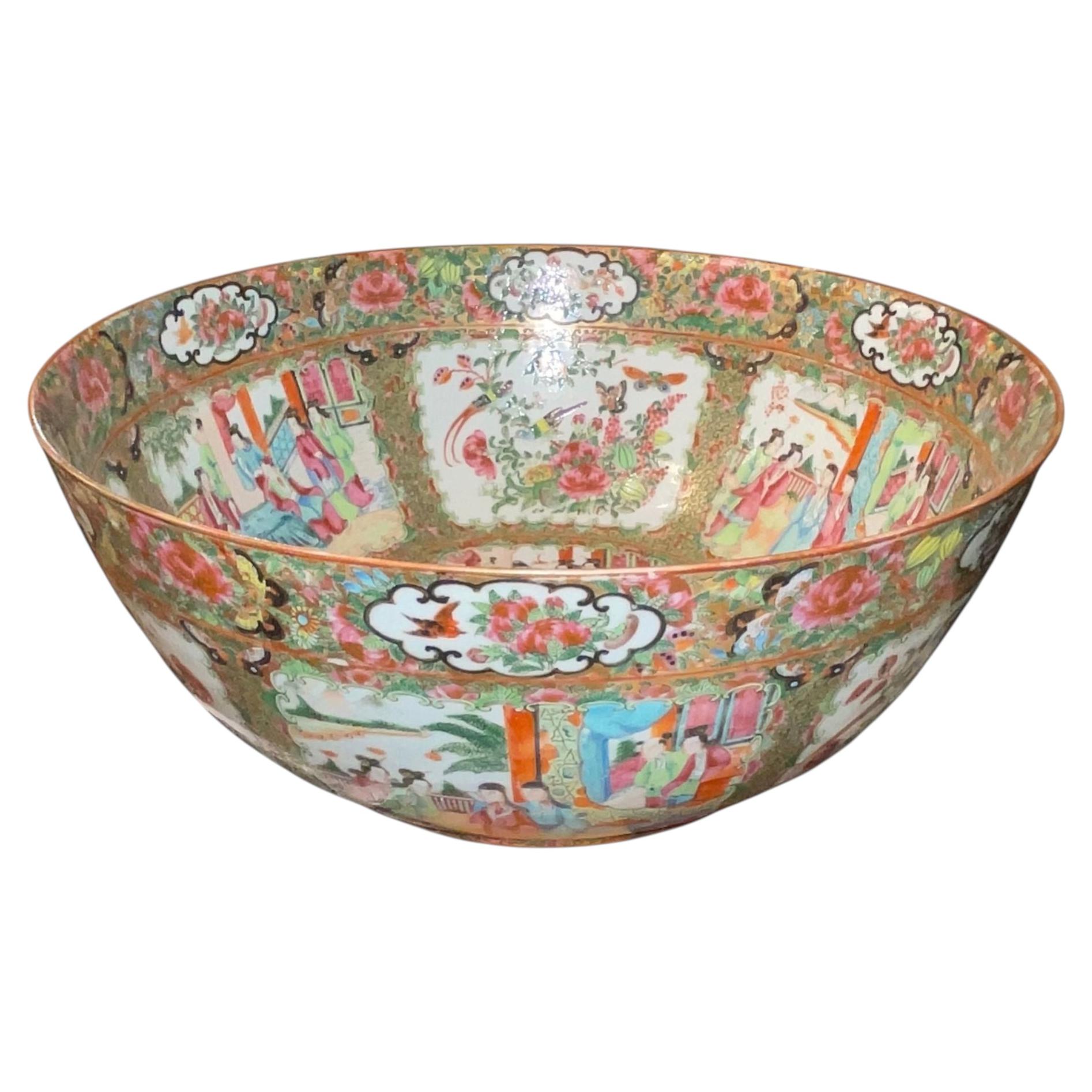Late 19th Century Chinese Export Rose Medallion Bowl