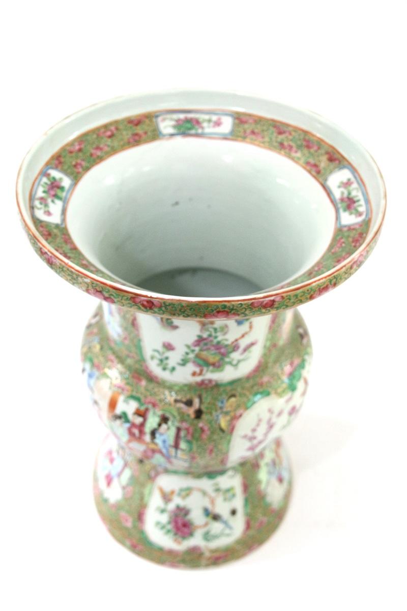 Late 19th Century Chinese Export Rose Medallion Ku Form Vase For Sale 1