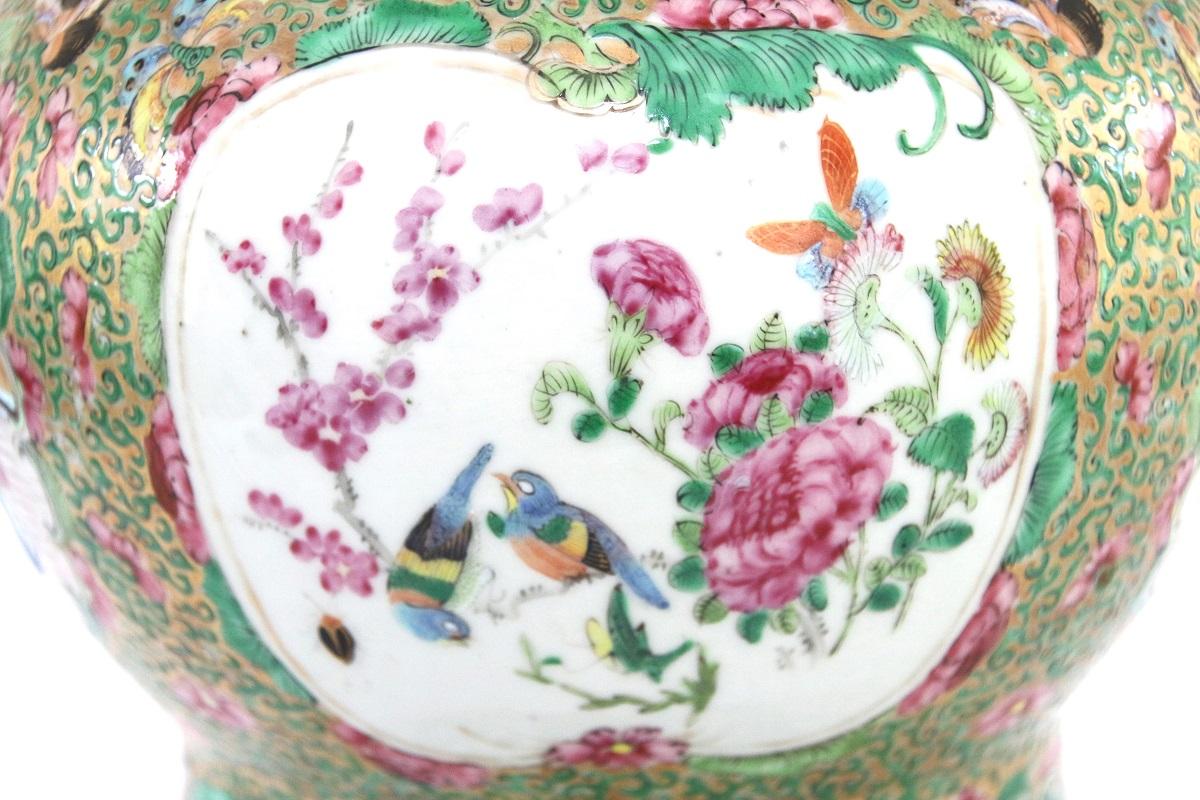 Late 19th Century Chinese Export Rose Medallion Ku Form Vase For Sale 5