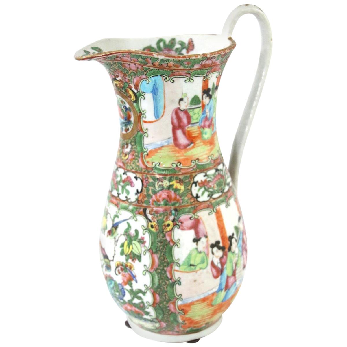 Late 19th Century Chinese Export Rose Medallion Pitcher For Sale