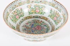 Late 19th Century Chinese Export Rose Medallion Punch Bowl