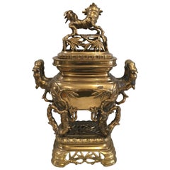 Late 19th Century Chinese Gilt Bronze Brazier