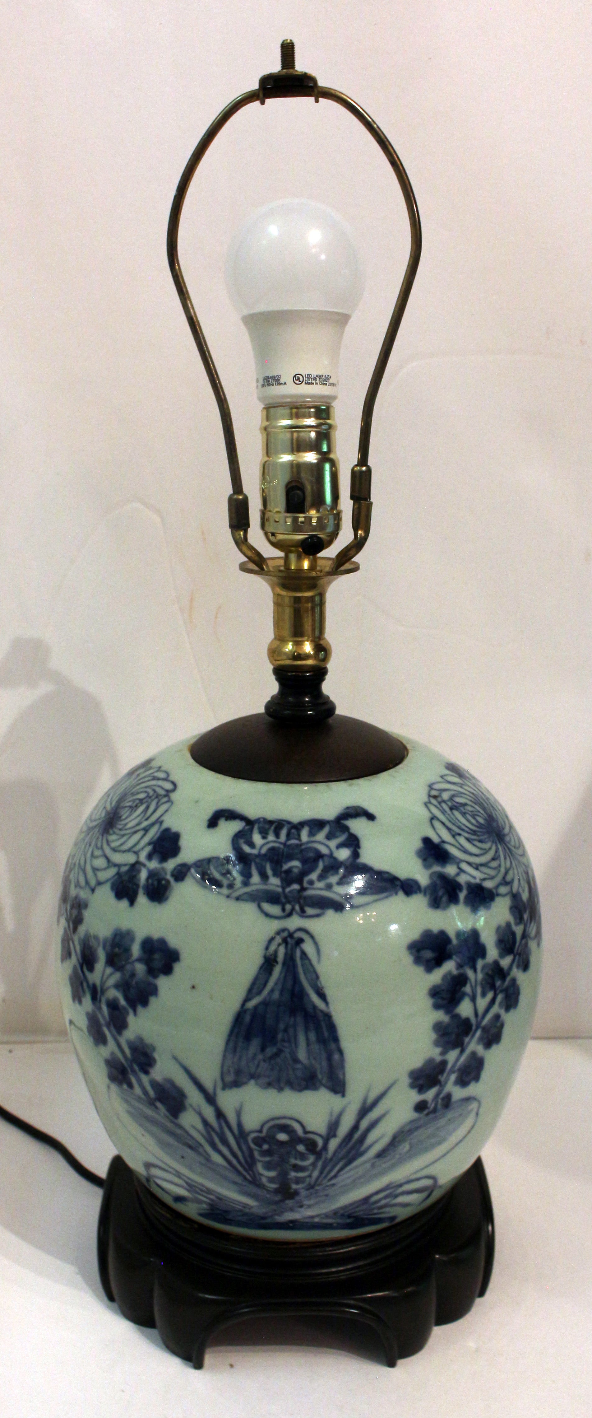 Chinesisches Ingwerglas aus dem späten 19. Jahrhundert, jetzt als Lampe montiert
