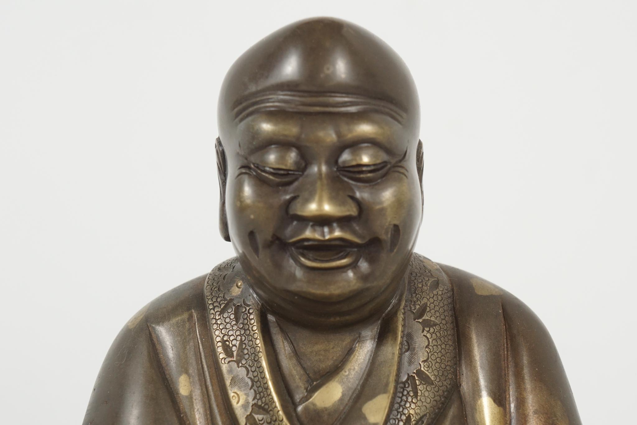 Figure de Bouddha en bronze coulé à la mouche d'or de la fin du XIXe siècle Bon état - En vente à Hudson, NY