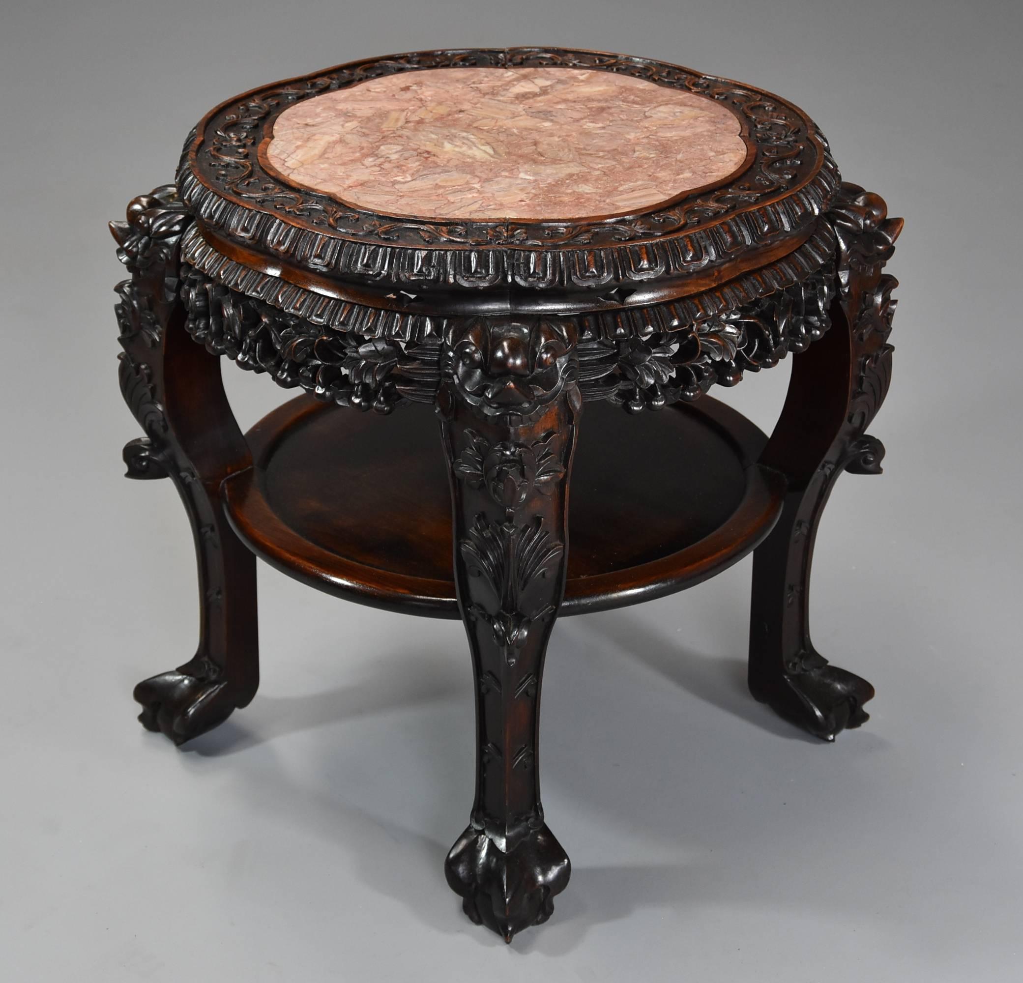 Late 19th Century Chinese Hardwood Circular Pot Stand or Low Table In Good Condition For Sale In Suffolk, GB