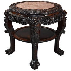 Late 19th Century Chinese Hardwood Circular Pot Stand or Low Table