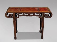 Late 19th Century Chinese Hongmu & Amboyna Altar Console Table