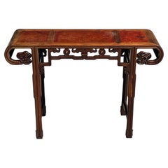Late 19th Century Chinese Hongmu & Amboyna Altar Console Table