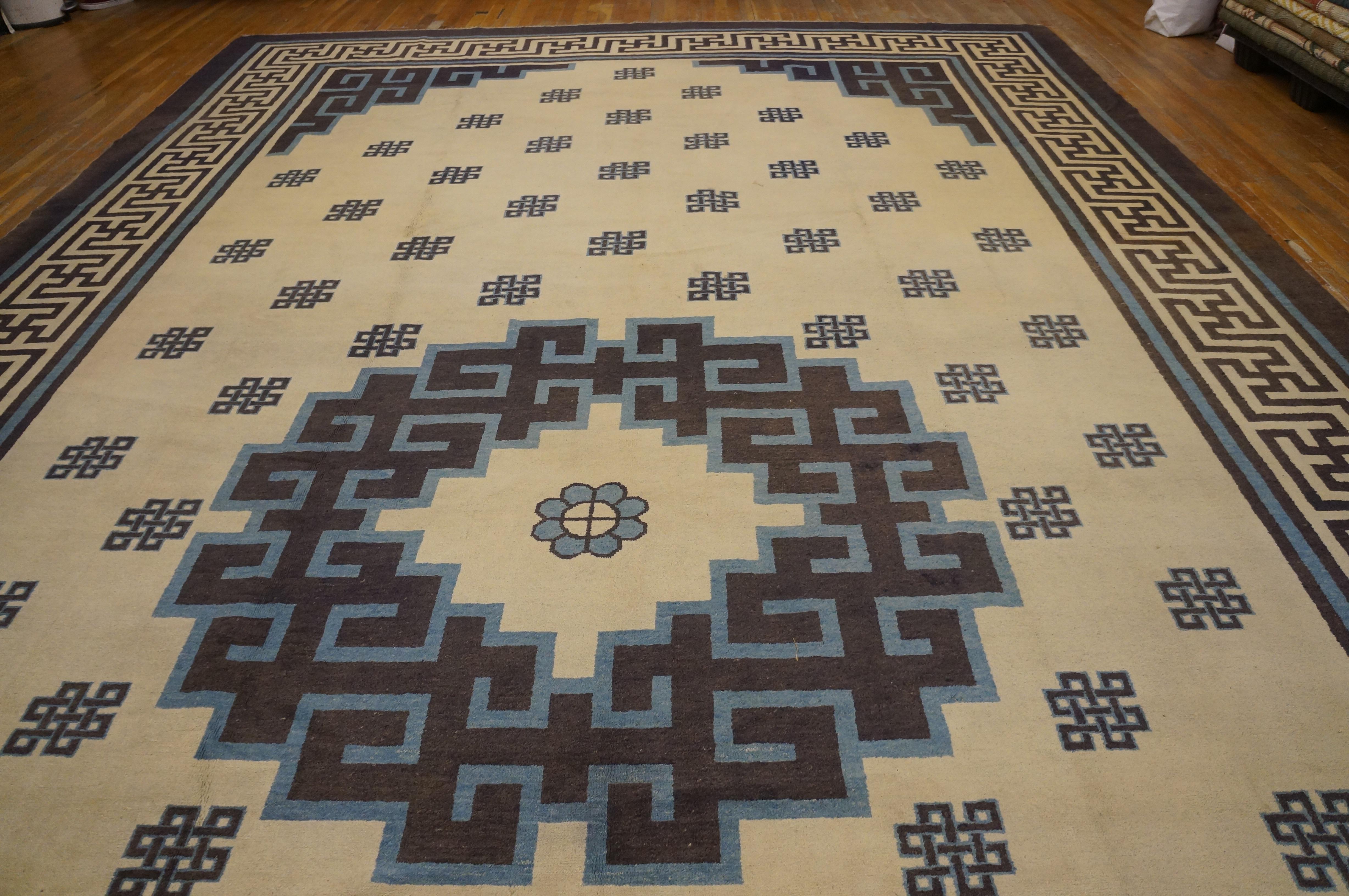 Late 19th Century Chinese Mongolian Carpet  ( 11'6