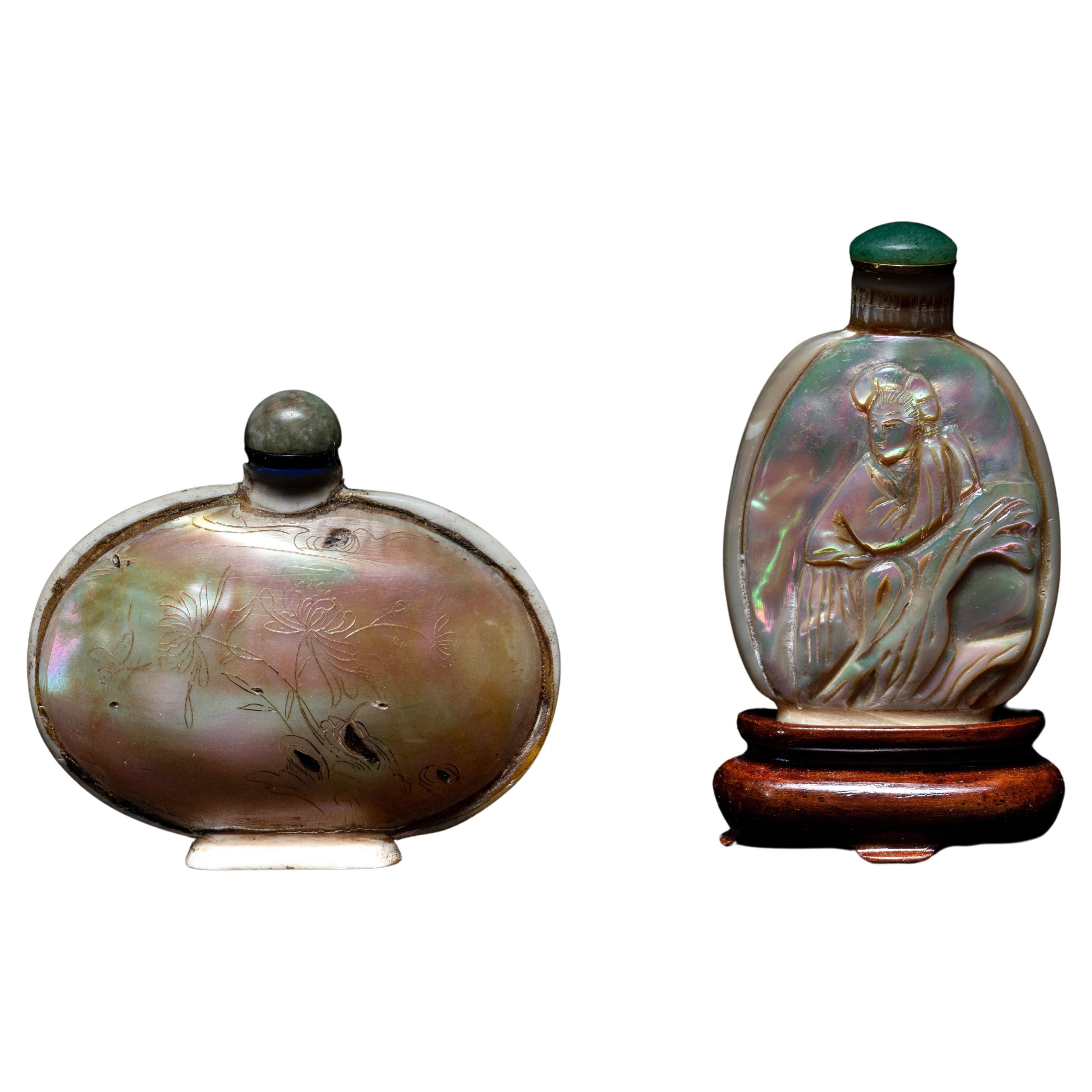 Late 19th Century Chinese Mother of Pearl Snuff Bottles