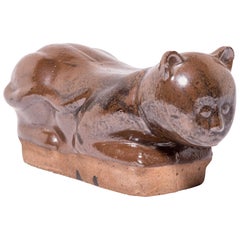 Late 19th Century Chinese Mottled Brown Cat Headrest