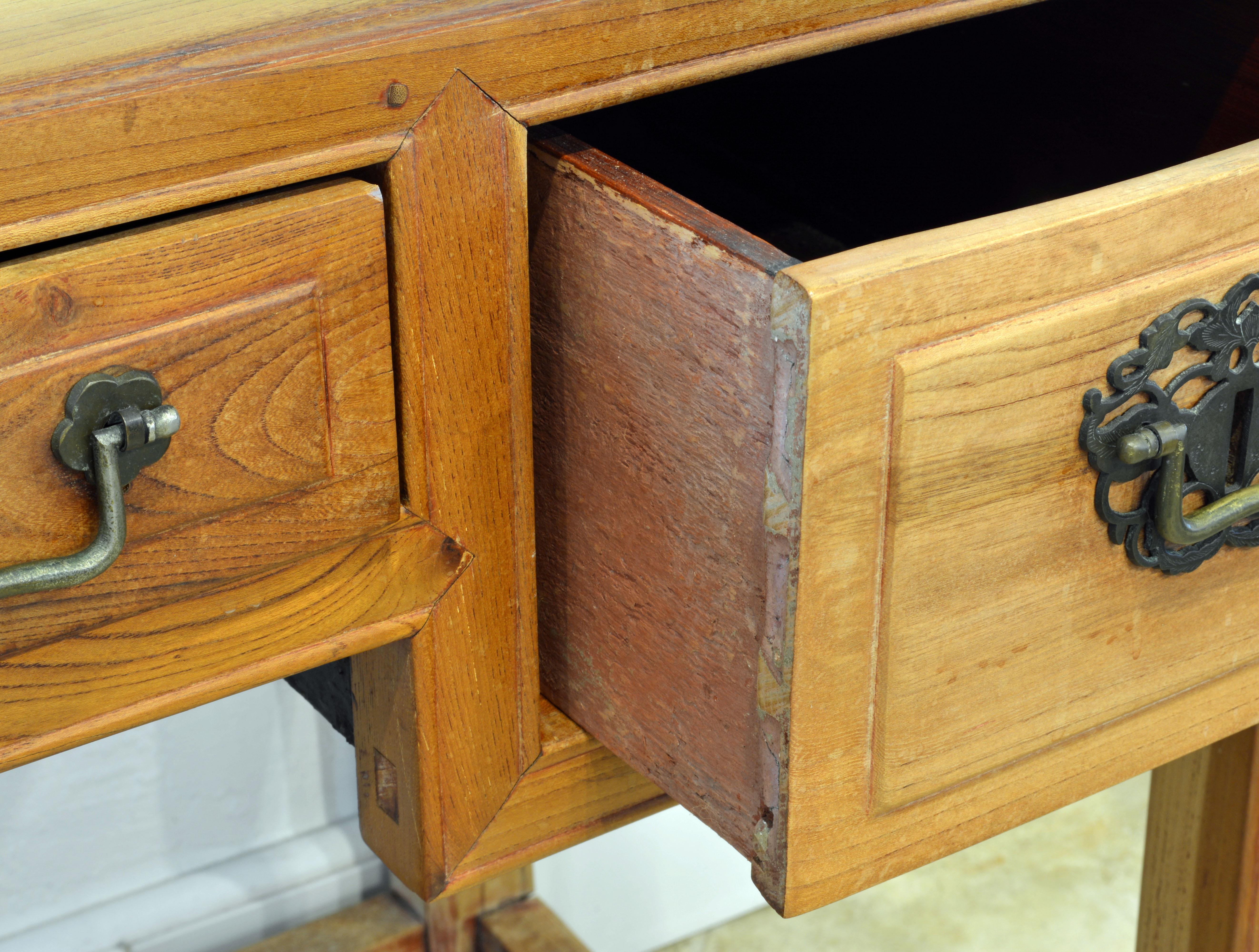 Ming Late 19th Century Chinese Natural Color Elm Wood Desk