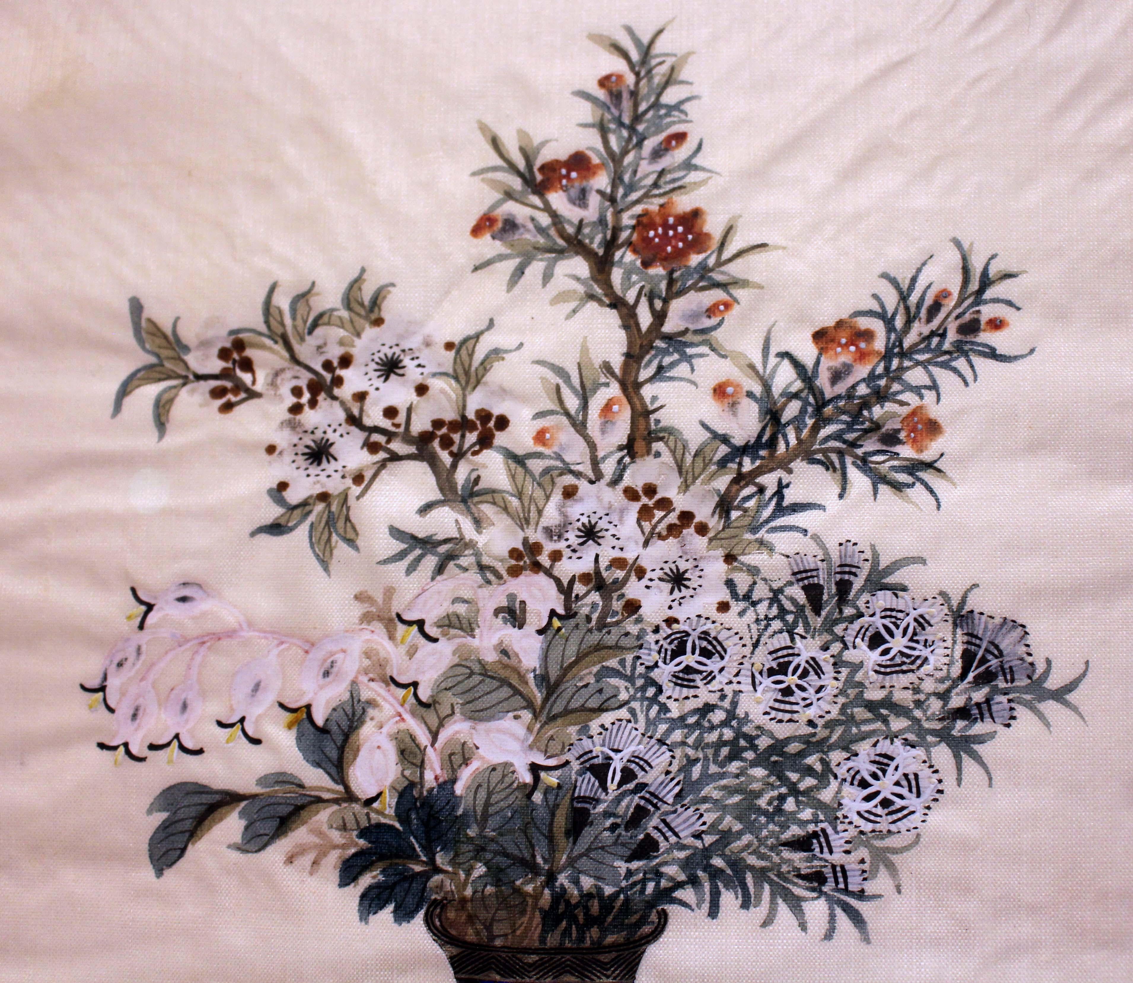 Soie Peinture chinoise sur soie de la fin du XIXe siècle en vente