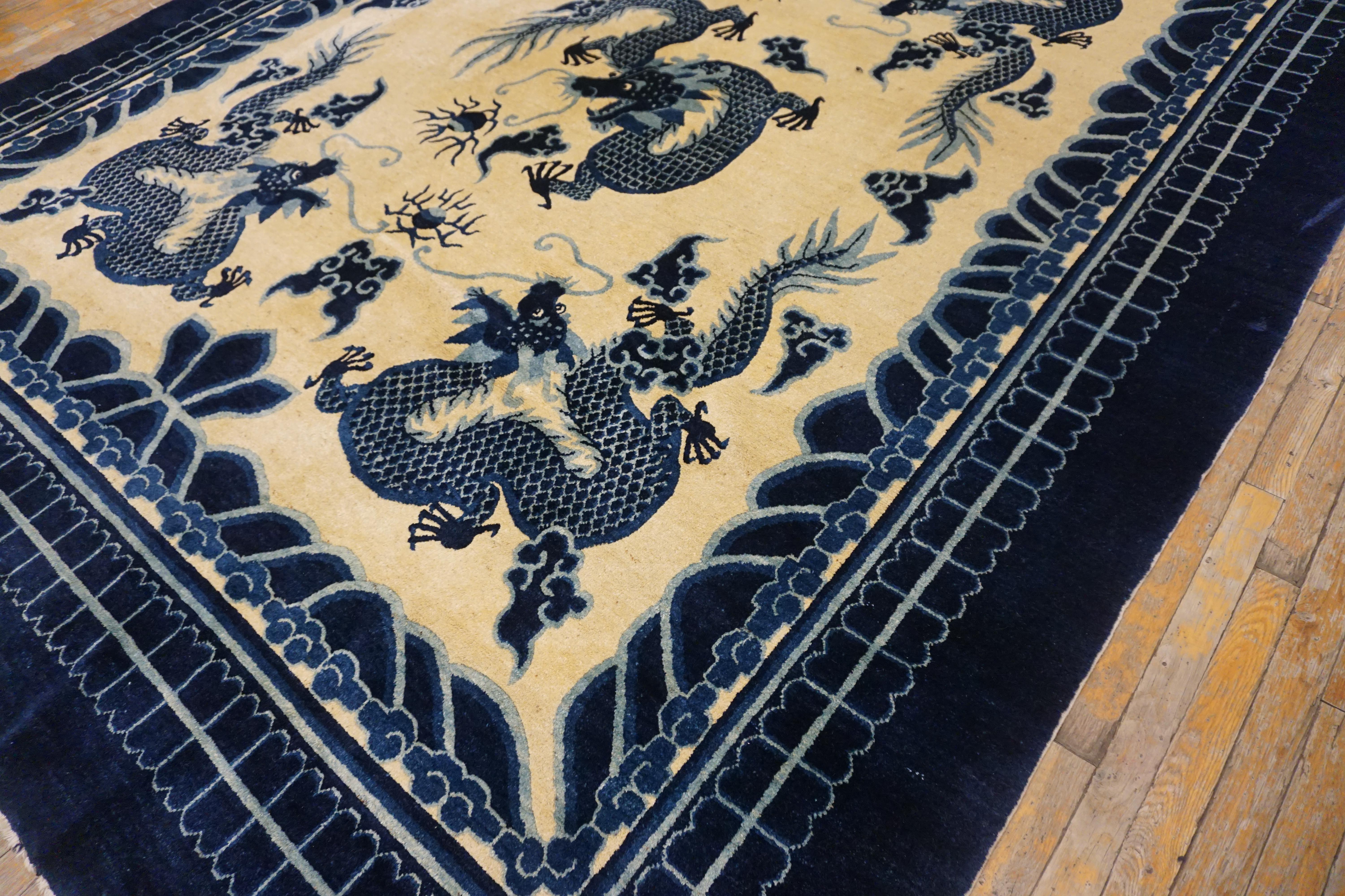 Late 19th Century Chinese Peking Dragon Carpet 8' 8