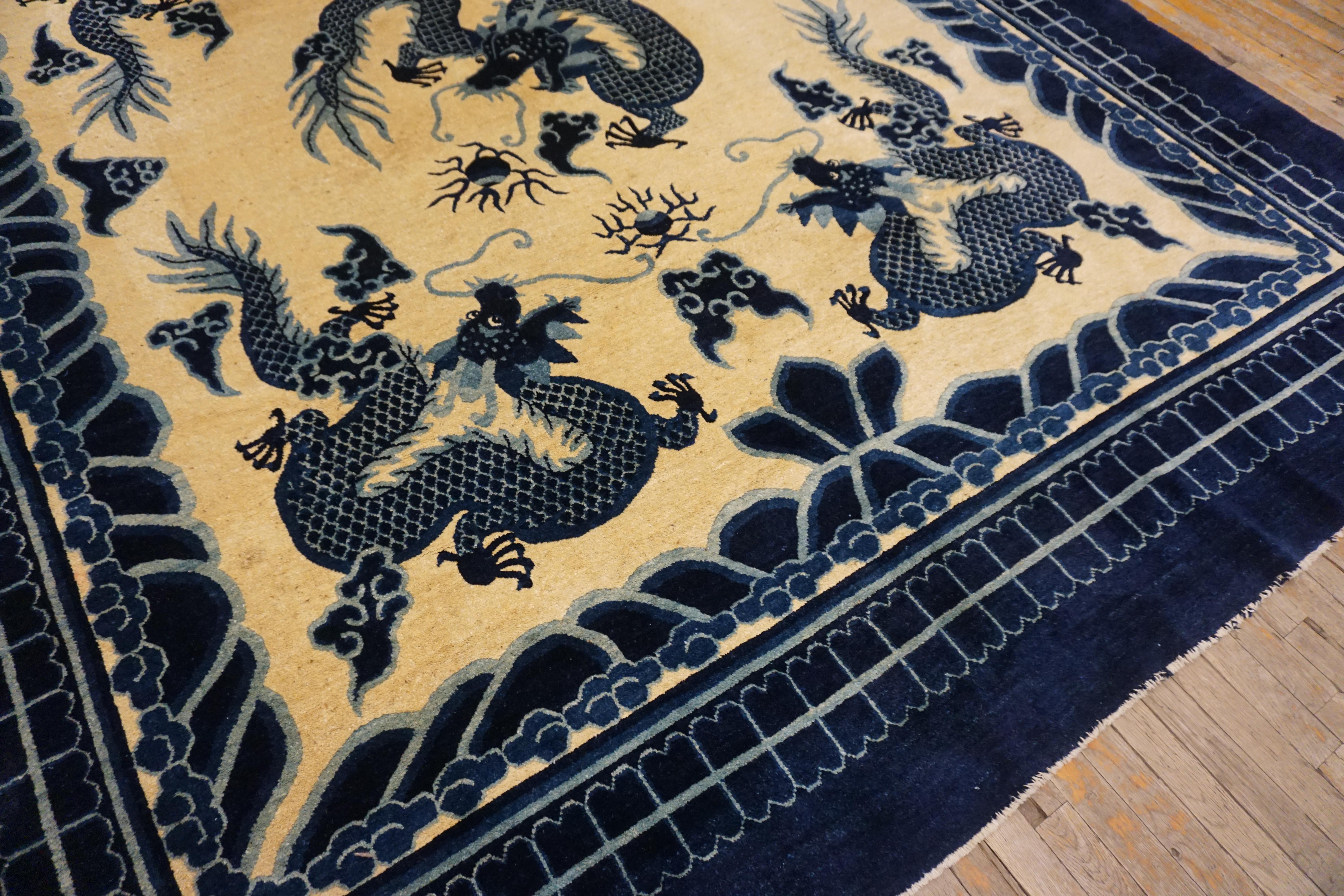 Late 19th Century Chinese Peking Dragon Carpet 8' 8