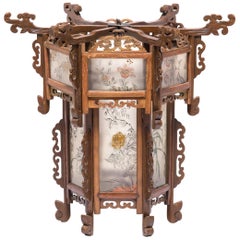 Petite lanterne chinoise en verre peint de la fin du 19ème siècle