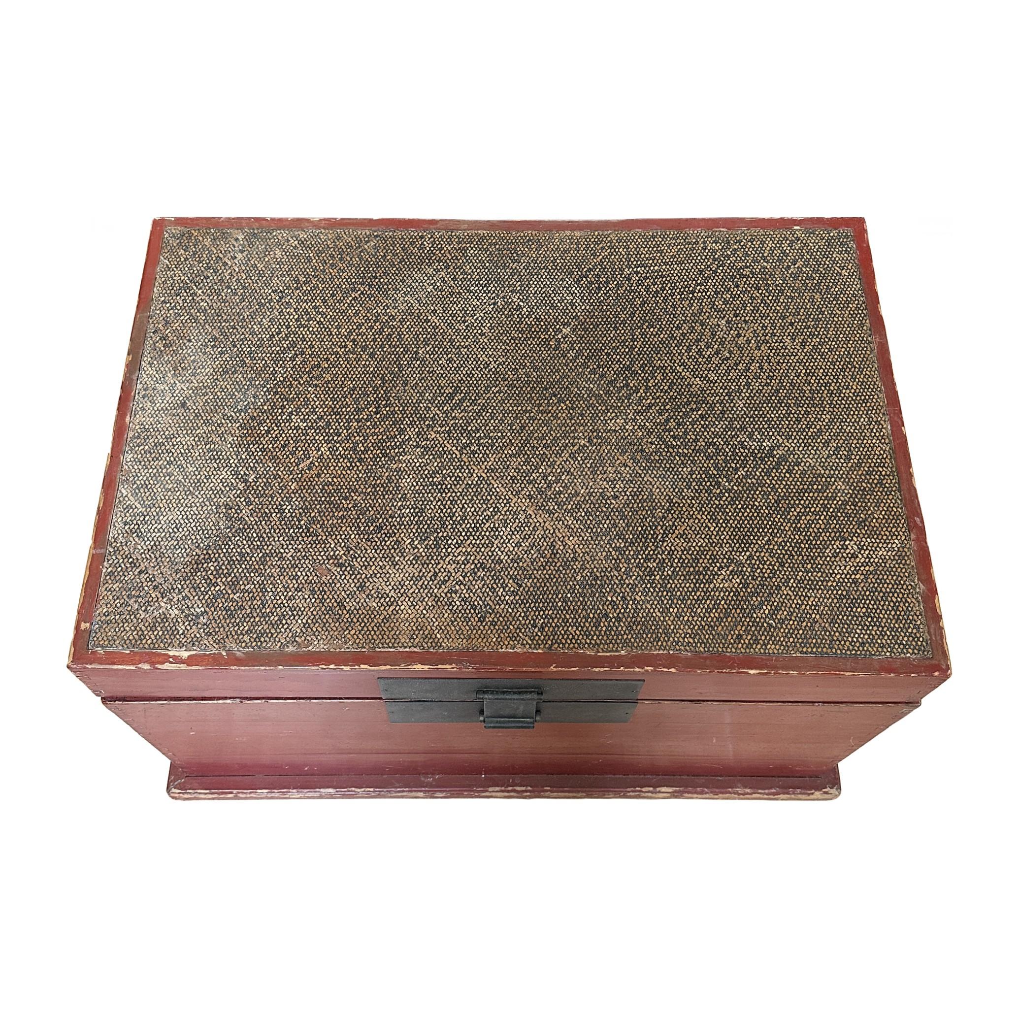 Late 19th Century Chinese Red Lacquer Blanket Chest In Fair Condition For Sale In Sacramento, CA