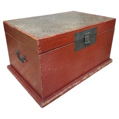 Late 19th Century Chinese Red Lacquer Blanket Chest