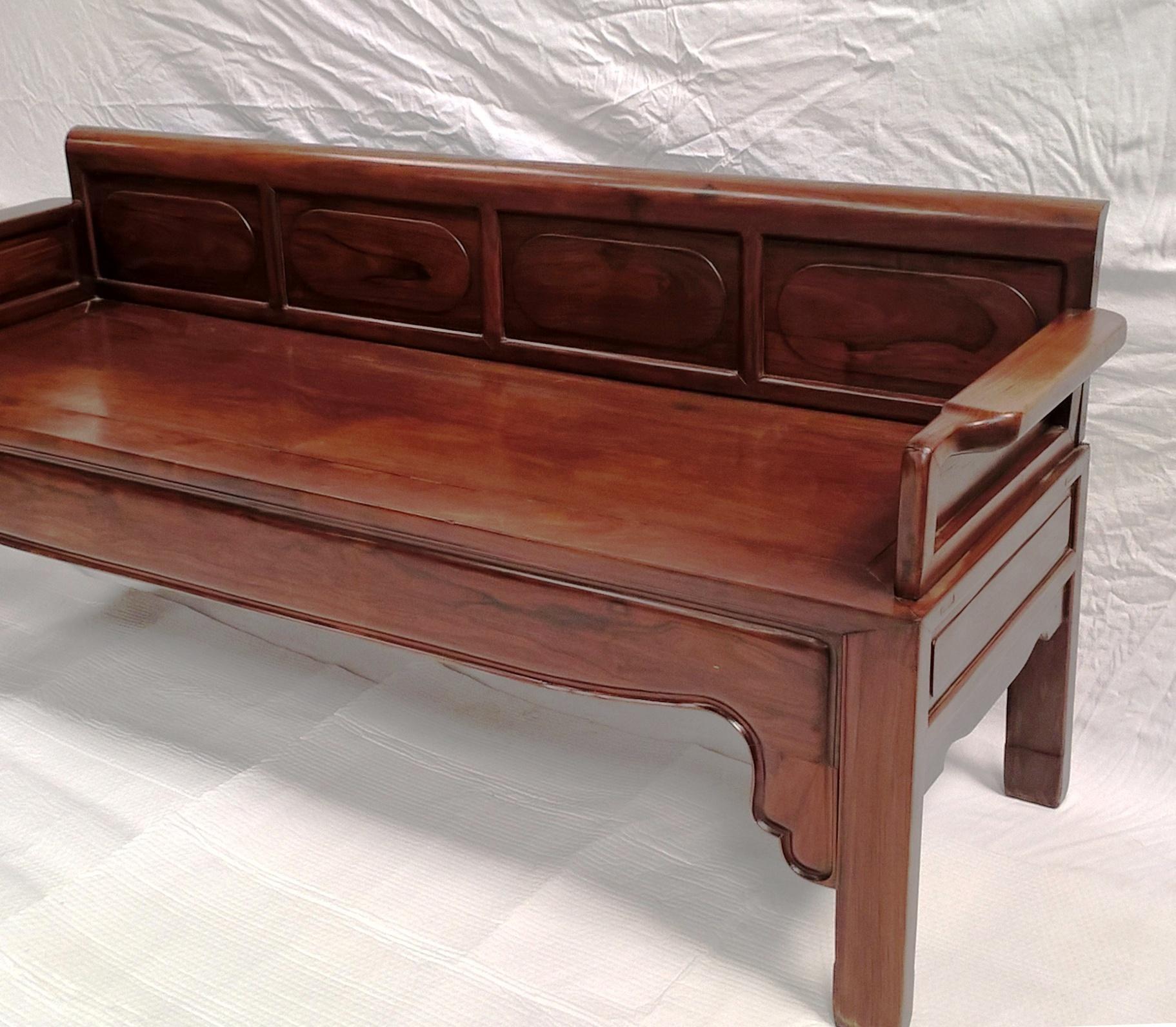 Chinese Export Late 19th Century Chinese Rosewood Bench For Sale