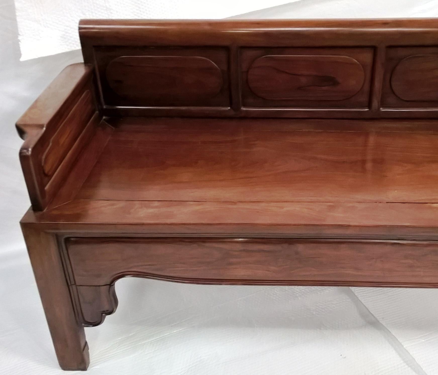 20th Century Late 19th Century Chinese Rosewood Bench For Sale