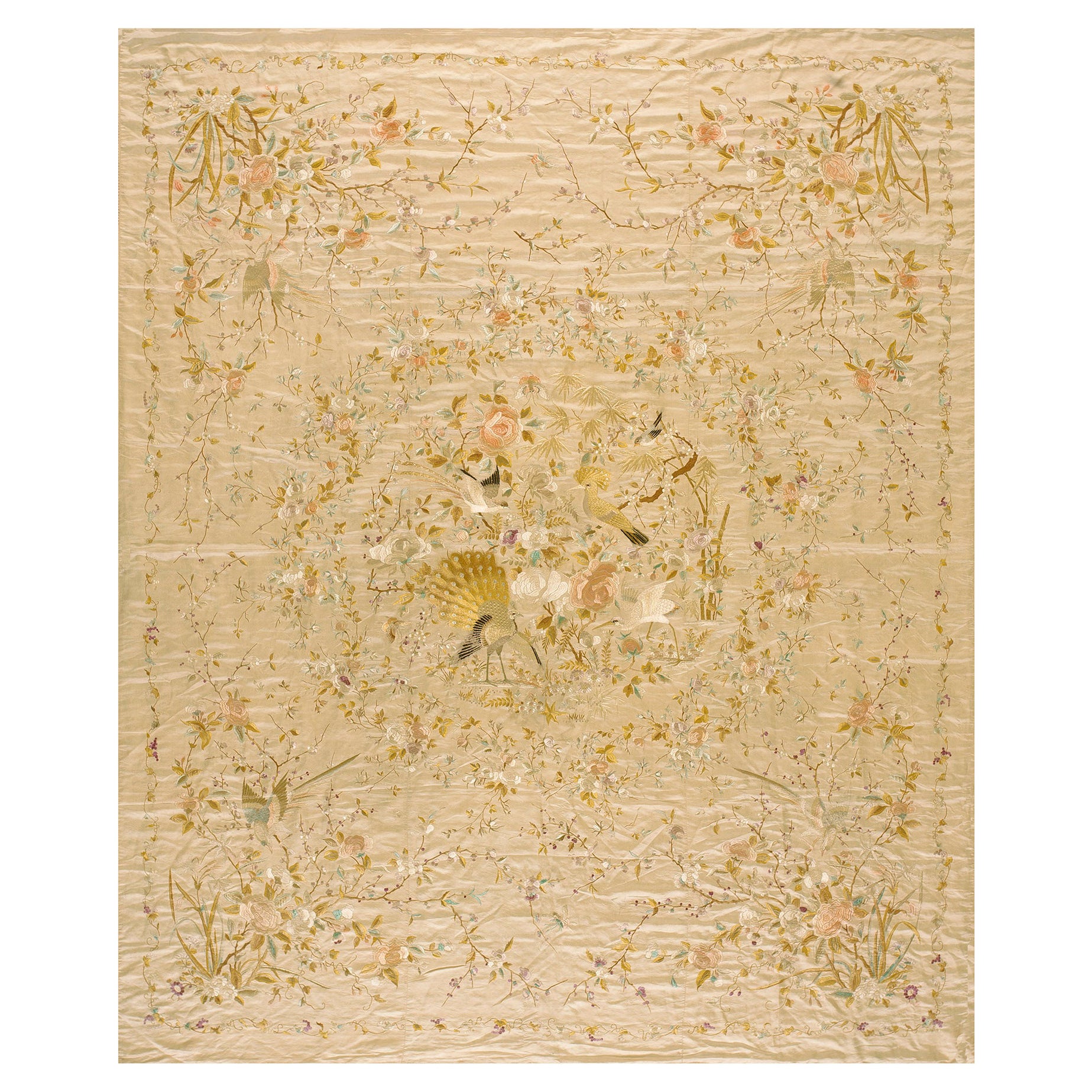 Ricamo in seta cinese della fine del XIX secolo ( 6'2'' x 9'8'' - 188 x 295 )