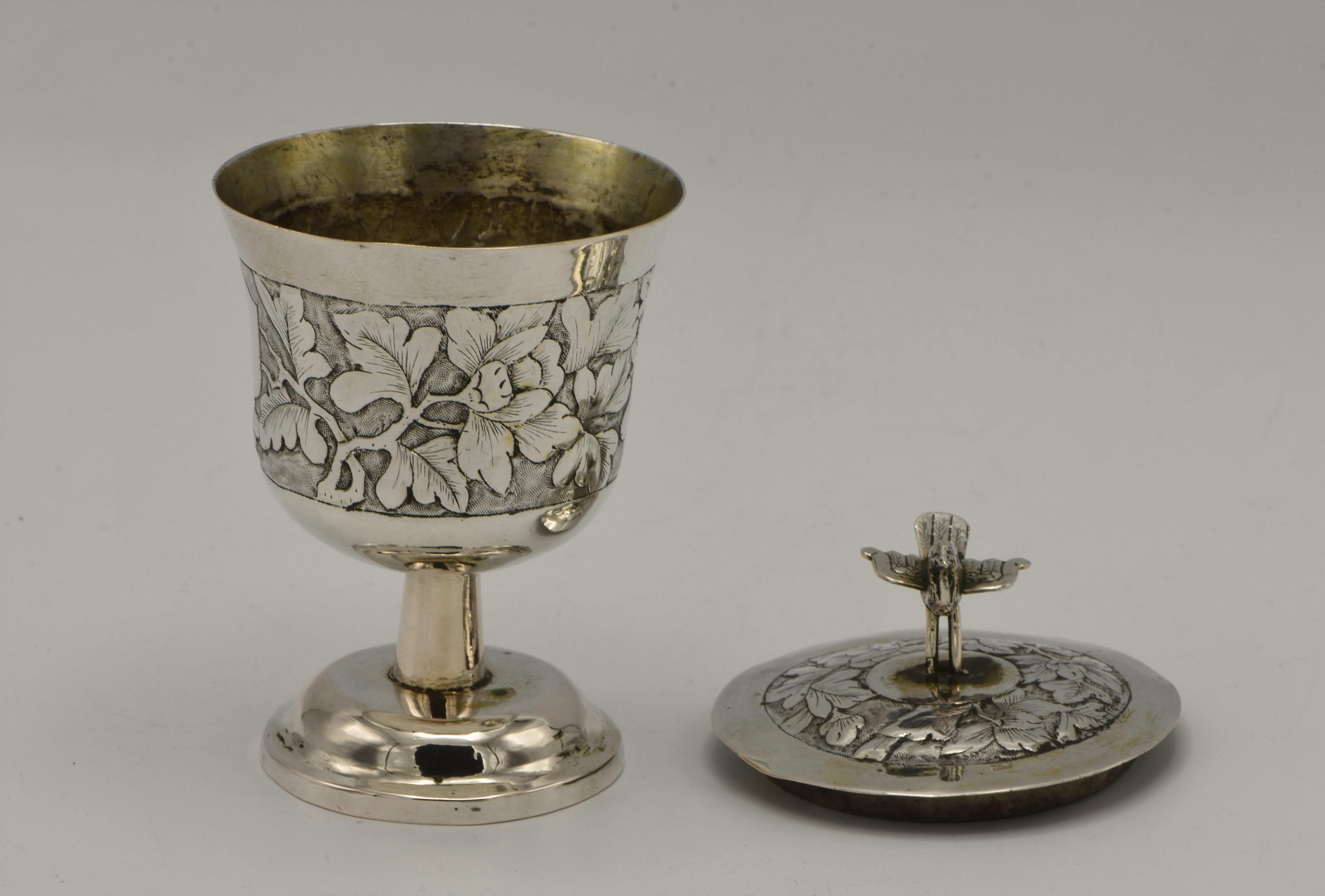 Chinese Export Late 19th Century Chinese Silver Kiddush Goblet For Sale