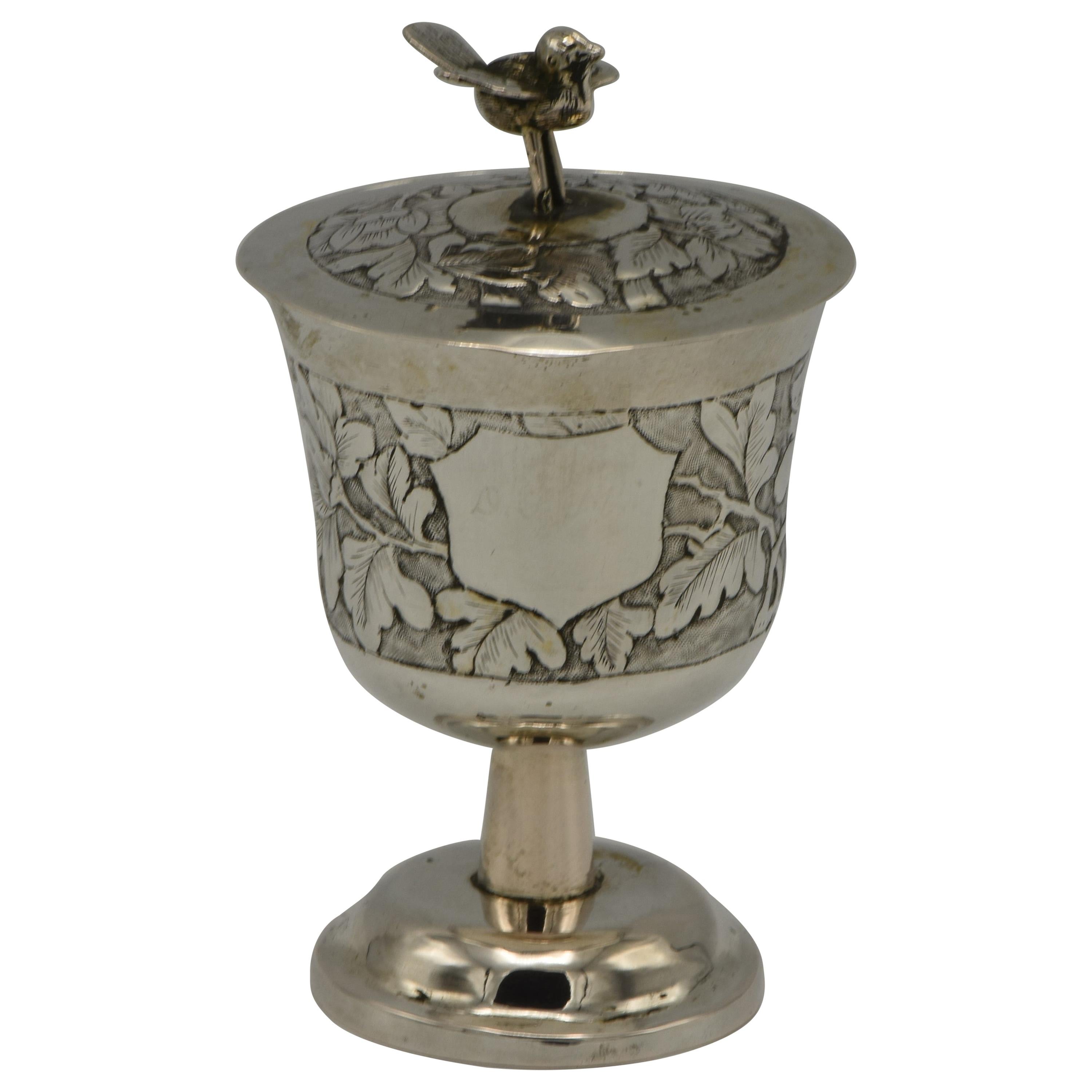 Late 19th Century Chinese Silver Kiddush Goblet For Sale