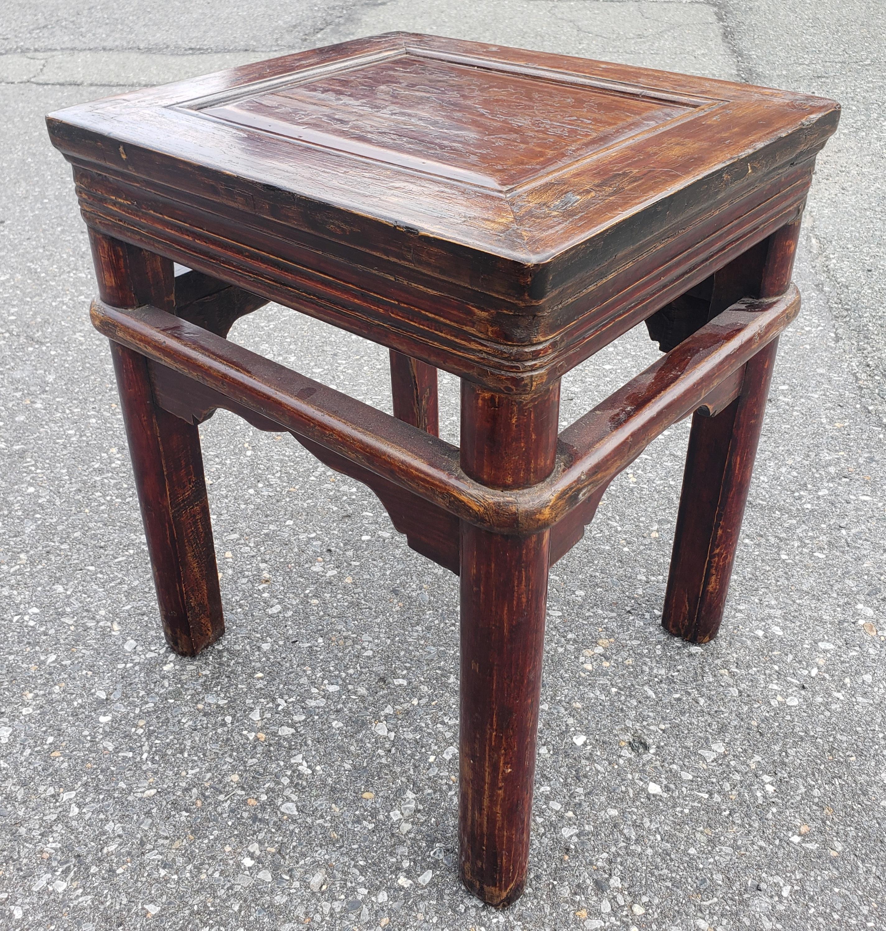 Late 19th Century Chinese Stained Elmwood Low Stand or Side Table  In Good Condition For Sale In Germantown, MD