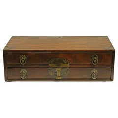 Late 19th Century Chinese Teak Table Top Chest Box