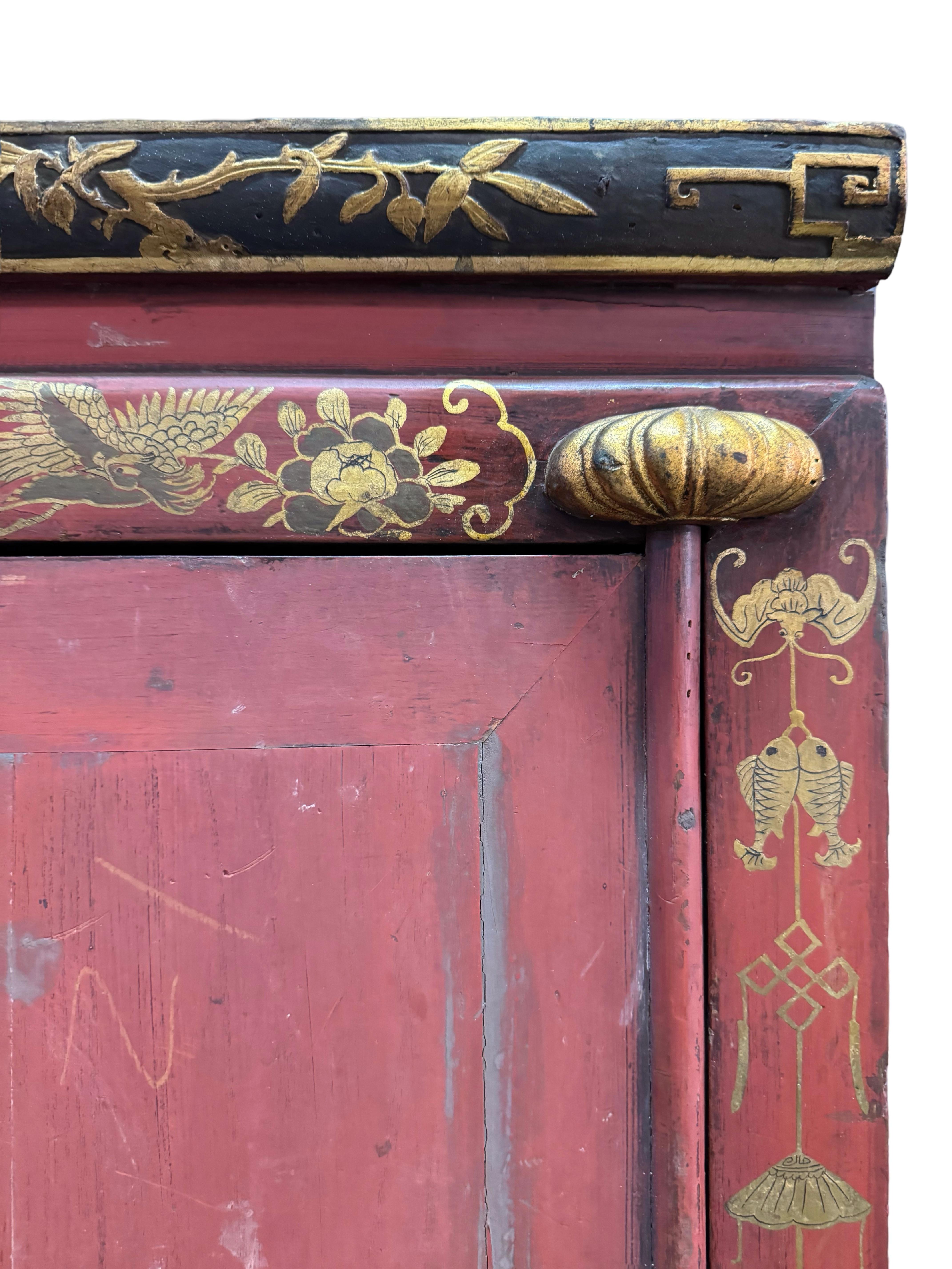 Brass Late 19th Century Chinese Wedding Cabinet For Sale