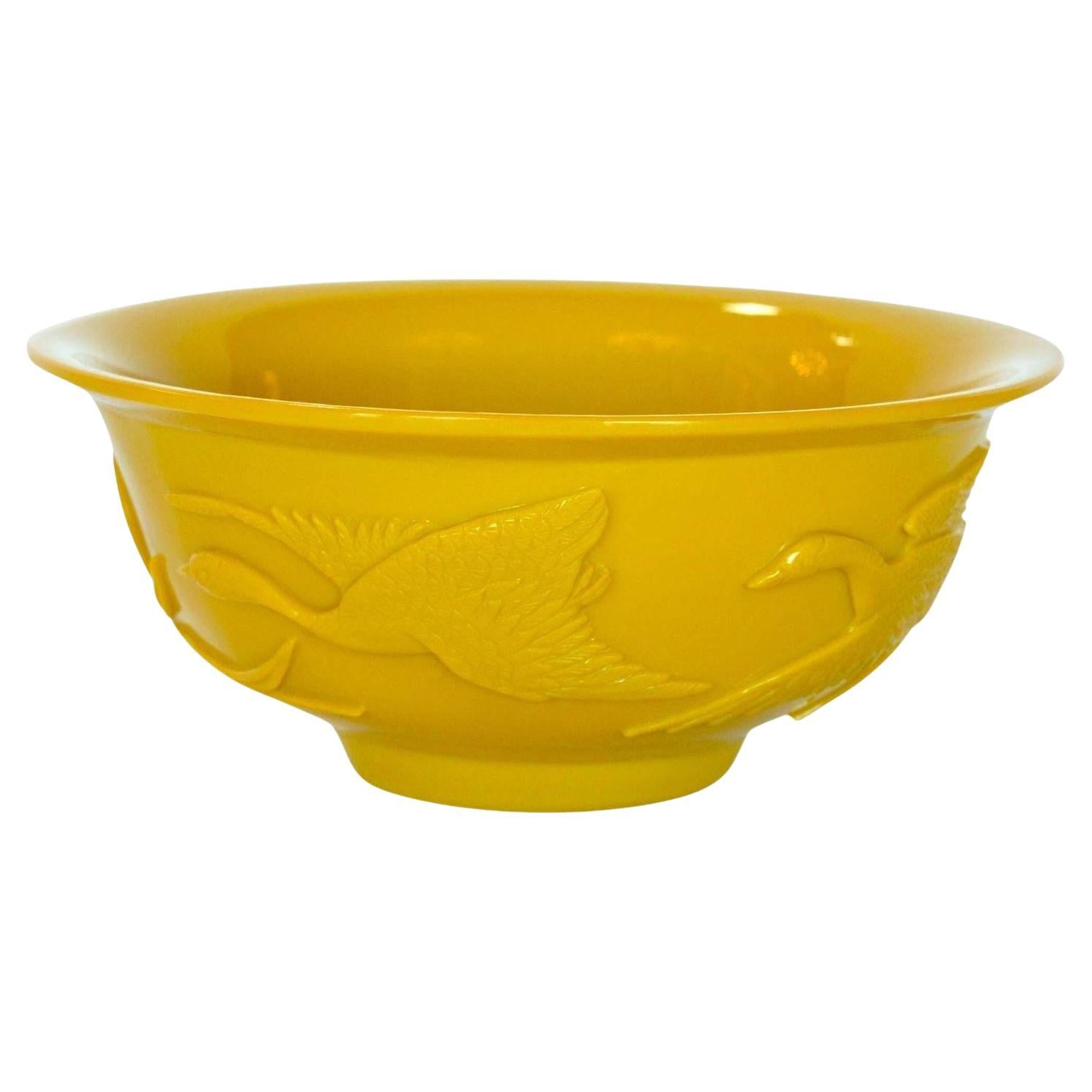 Late 19th Century Chinese Yellow Pekin Glass Bowl For Sale