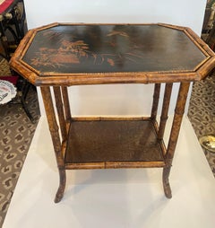 Late 19th Century. Chinoiserie Bamboo & Lacquer Side Table, c.1890