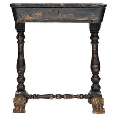 Late 19th Century Chinoiserie (Black Lacquered) Side Table