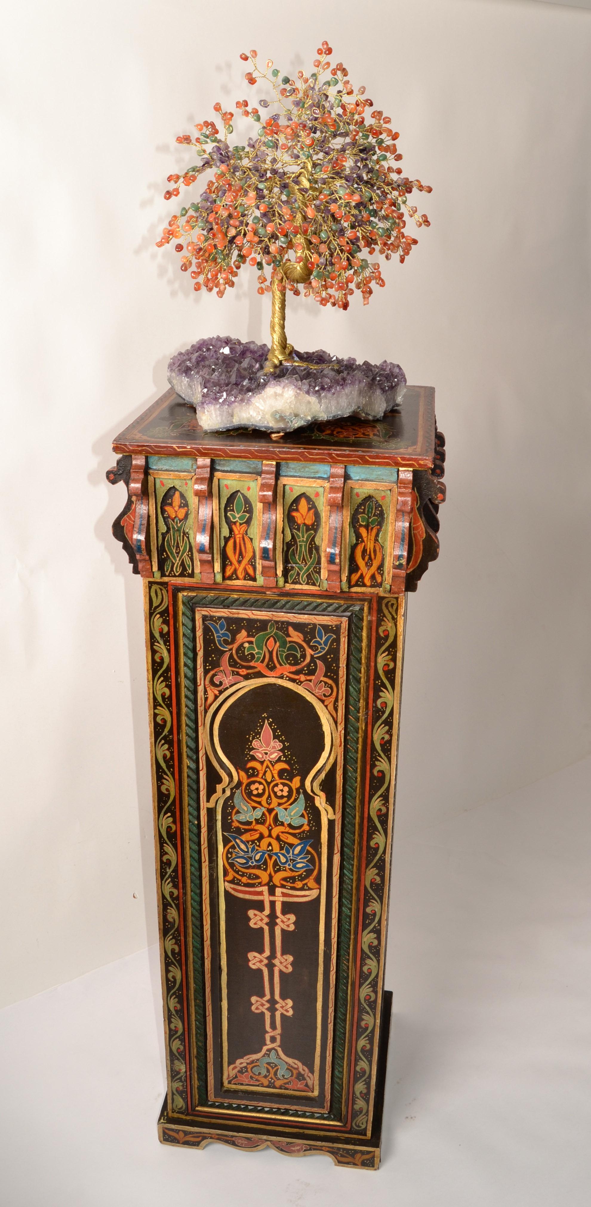 Late 19th Century Chinoiserie Hand-Painted Carved Pedestal Column Candle Stand For Sale 10