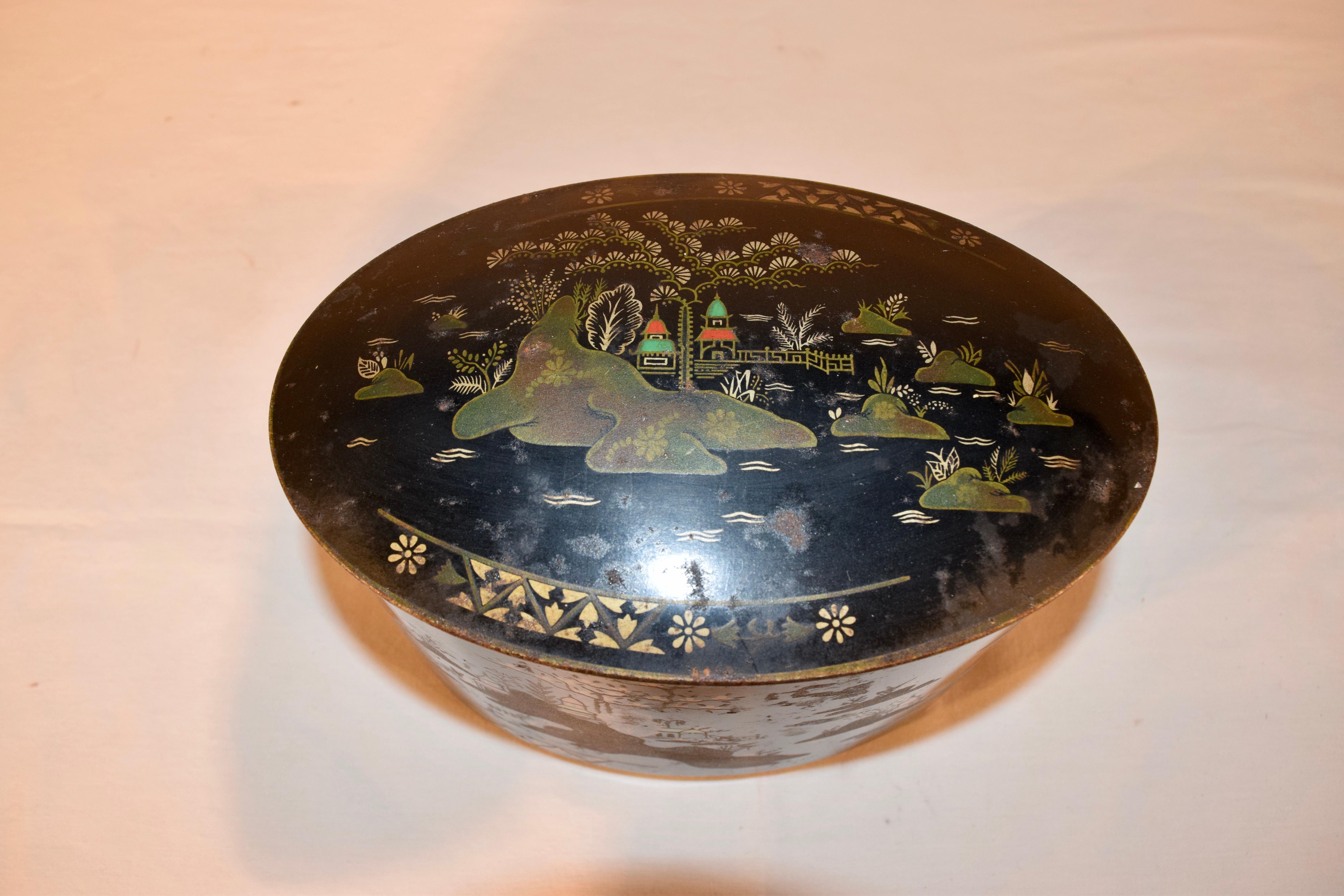 Dipinto Barattolo da tè Chinoiserie della fine del XIX secolo in vendita