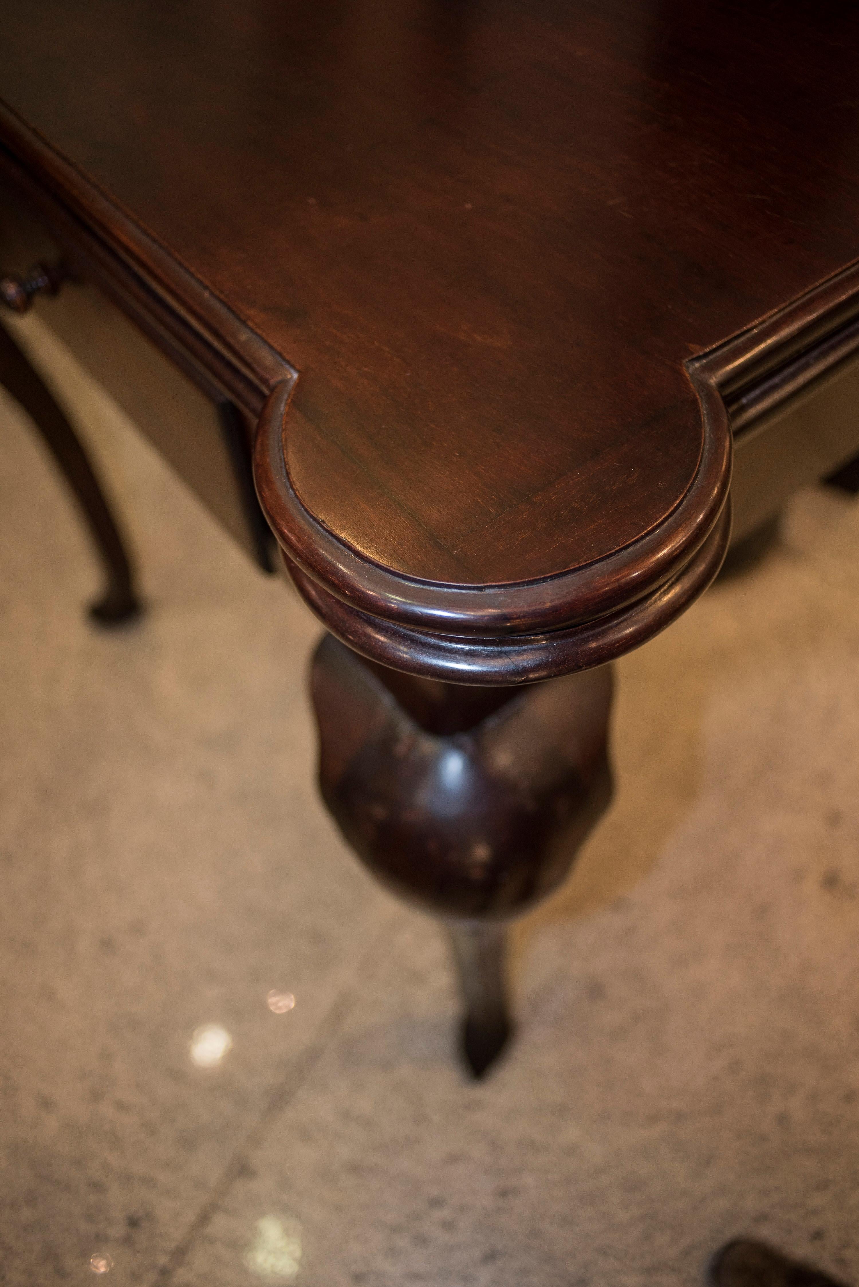 Felt Late 19th Century Chippendale Style Mahogany Wood and Fabric English Table 1880s