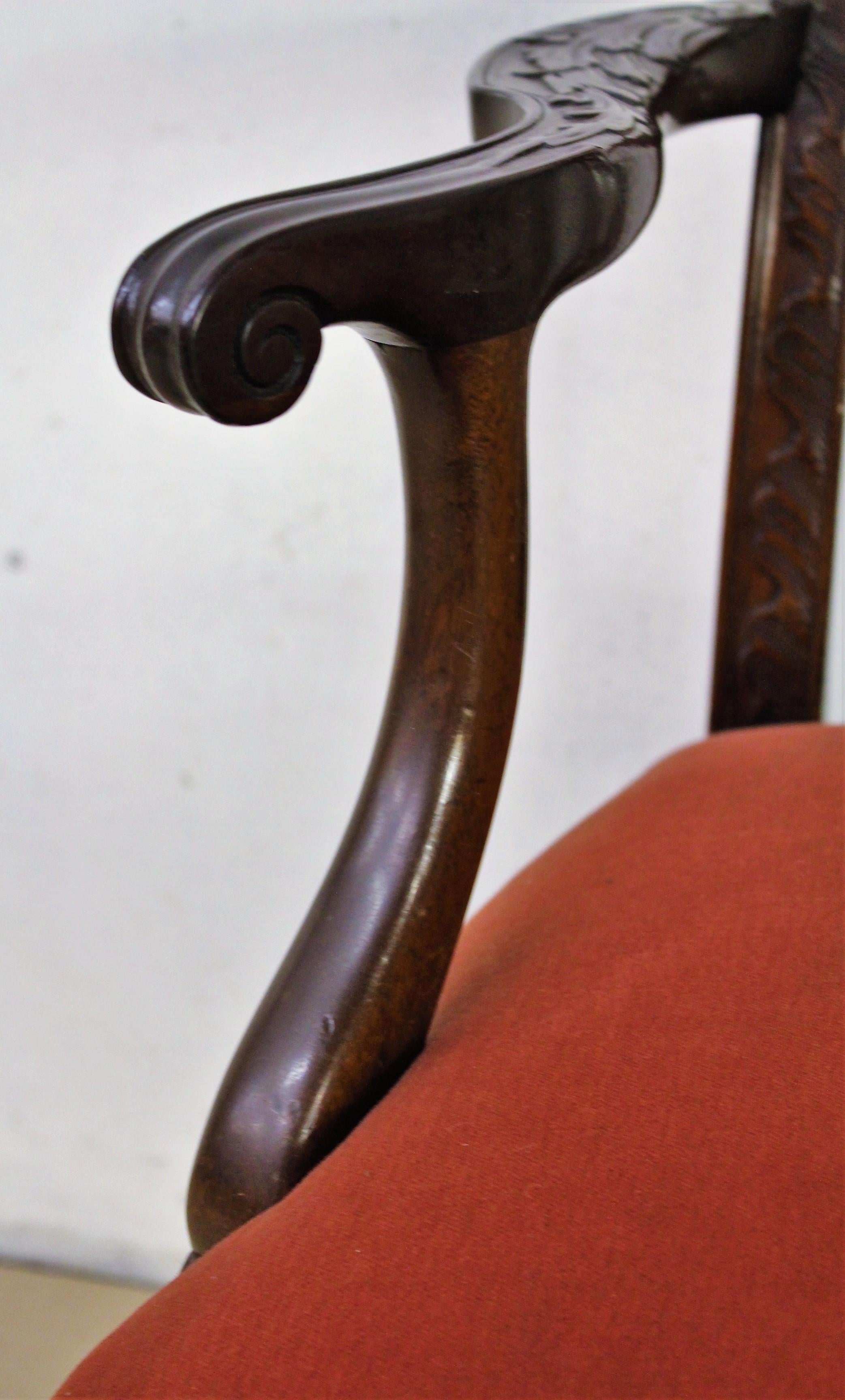 Late 19th Century Chippendale Design Mahogany Settee Bench In Good Condition For Sale In Poling, West Sussex
