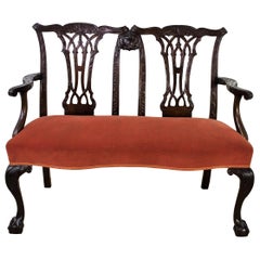 Late 19th Century Chippendale Design Mahogany Settee Bench
