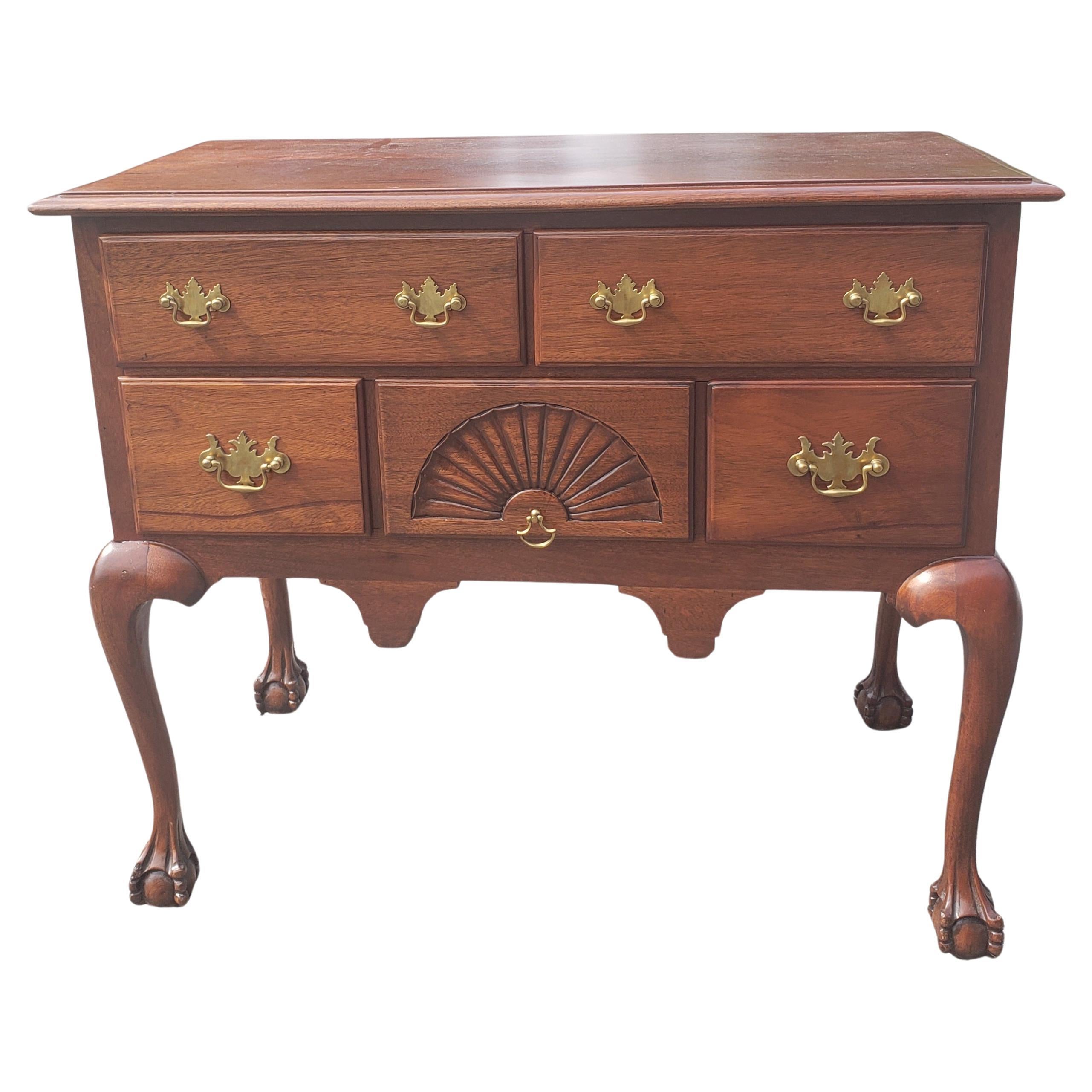 Woodwork Late 19th Century Chippendale Mahogany Lowboy with Ball and Claw Feet For Sale