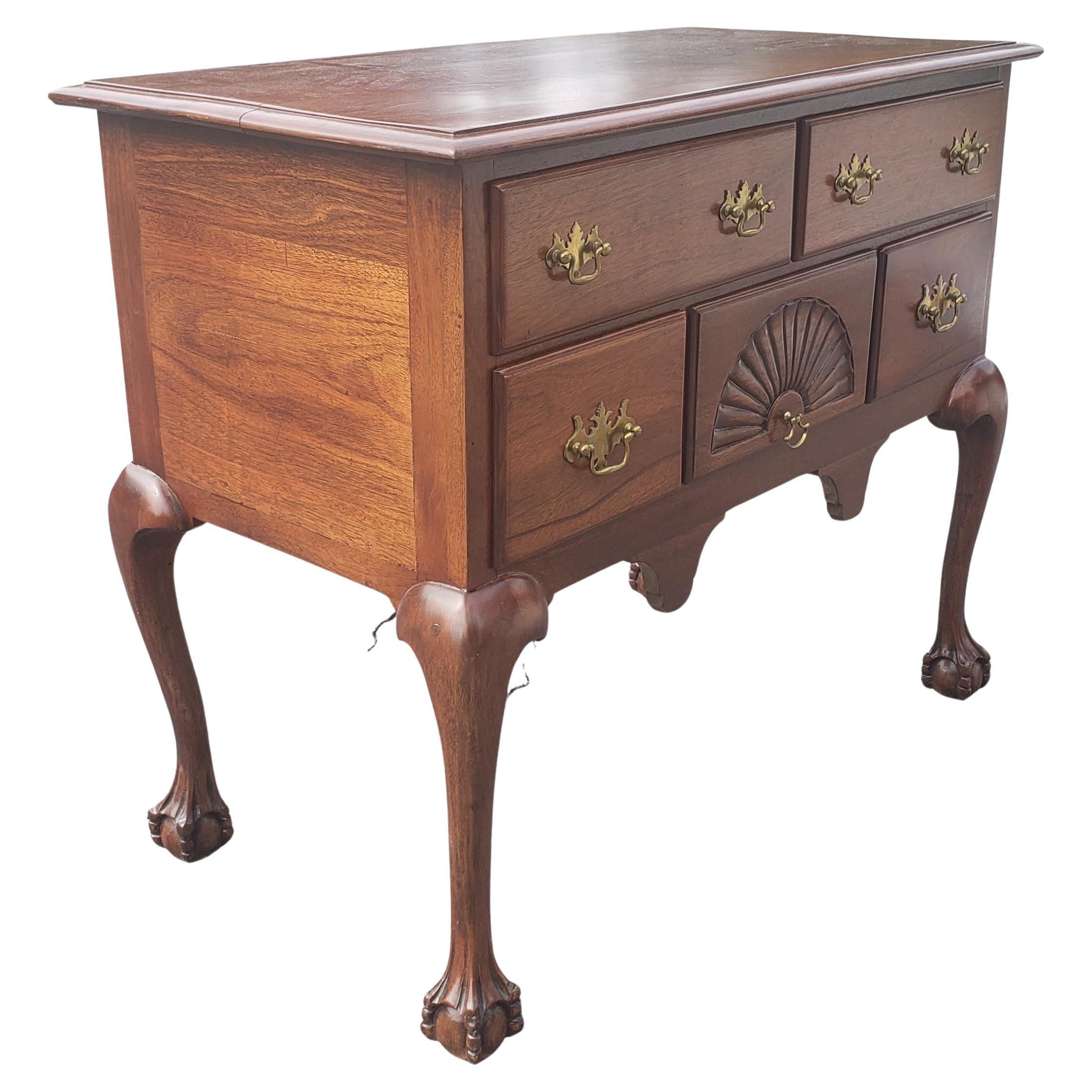 Late 19th Century Chippendale Mahogany Lowboy with Ball and Claw Feet For Sale 1