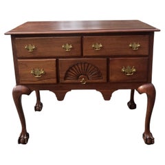 Antique Late 19th Century Chippendale Mahogany Lowboy with Ball and Claw Feet