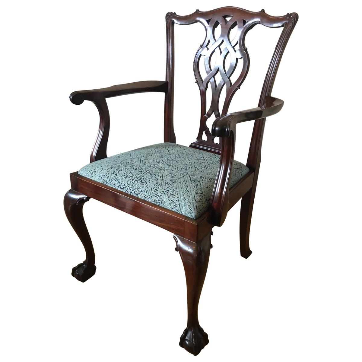 Fauteuil en acajou de style Chippendale de la fin du XIXe siècle